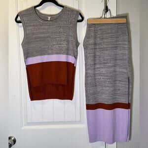 Free People Ribbed Knit Skirt Set Size XS